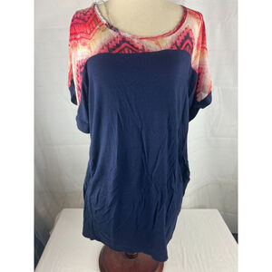 Women’s Three Season Maternity Short Sleeve Stretchy Pullover Top Size L Navy